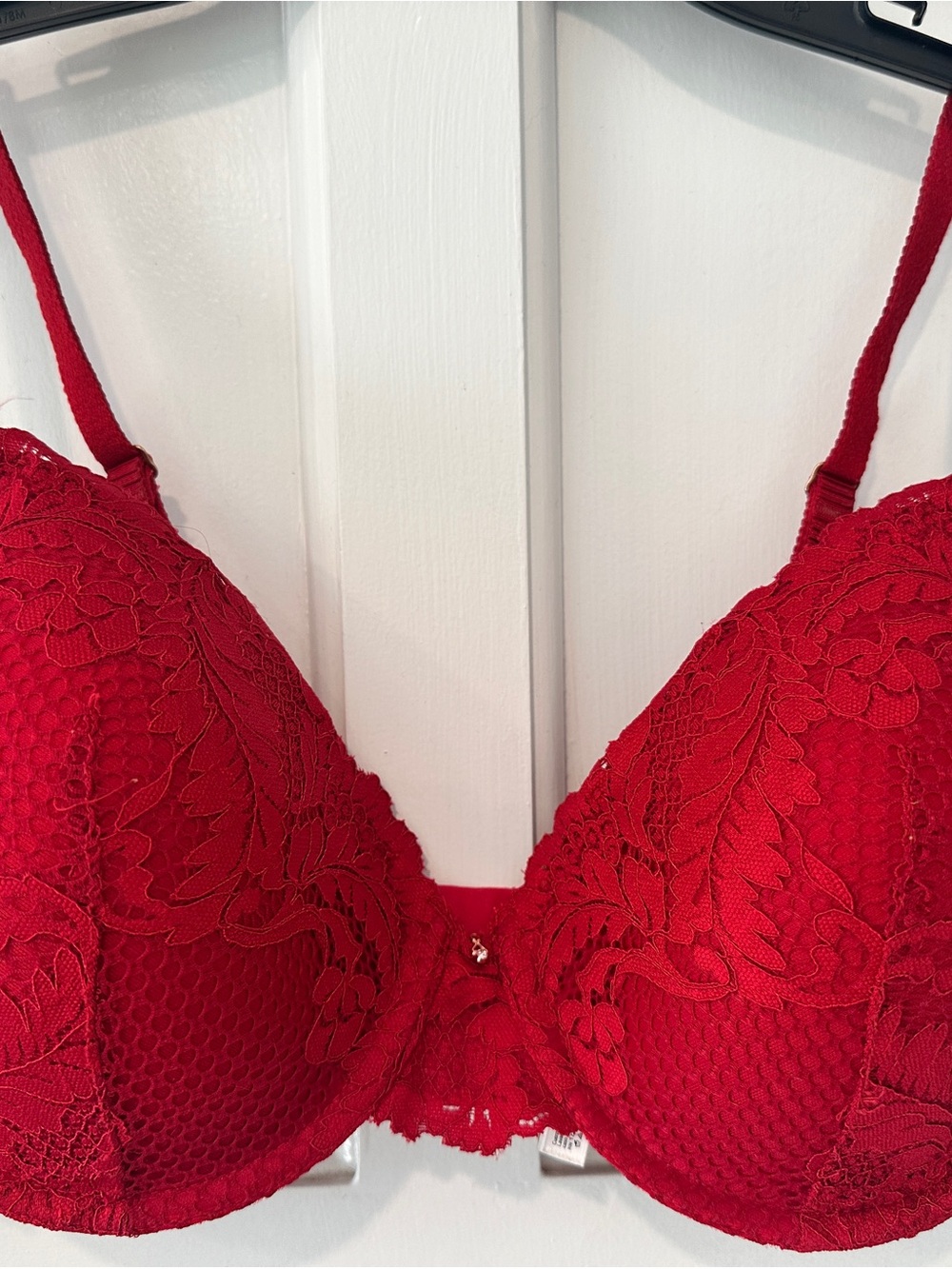Le Mystere Red Lace Allure Lined Underwire Bra with Floral Detail